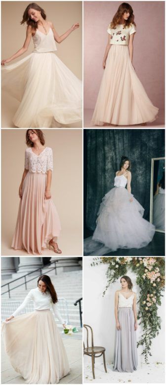 The best wedding dress separates look - wedding dress skirt and top options
