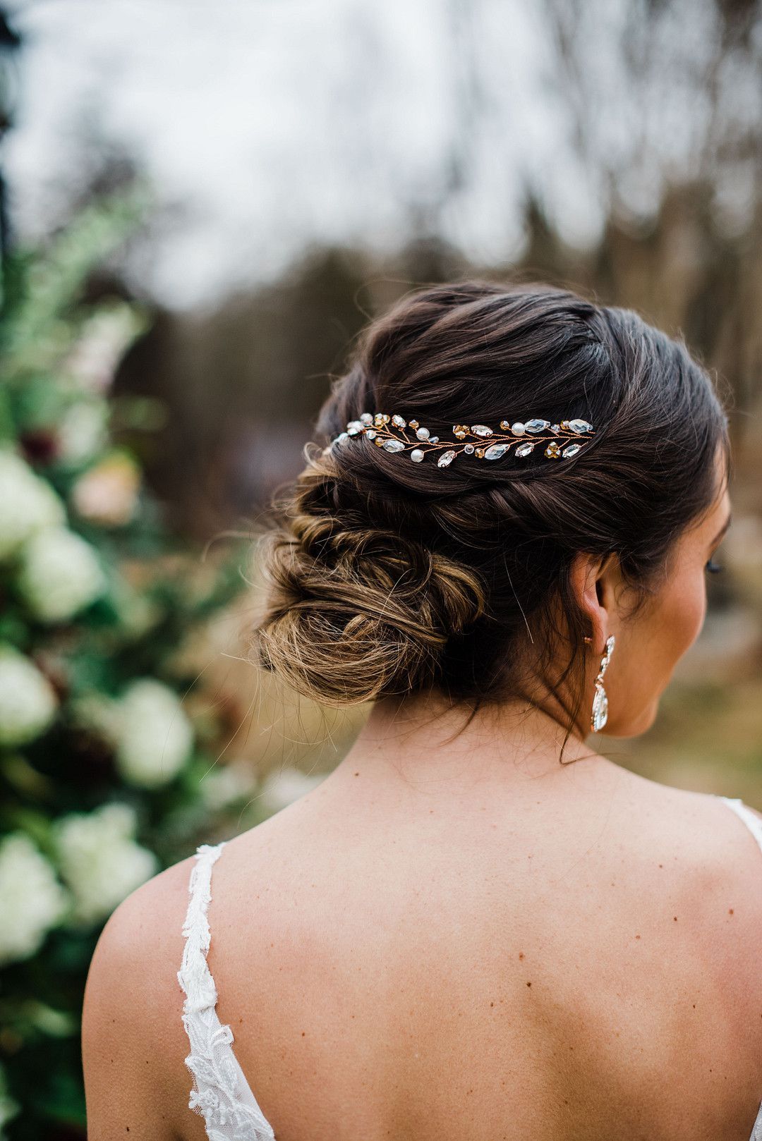 bride with a hairstyle for your rustic wedding