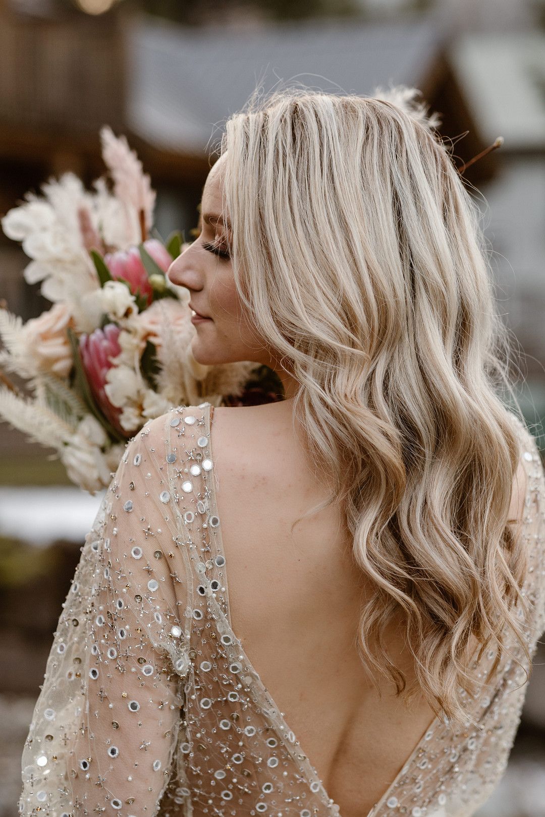 bride with a hairstyle for your rustic wedding
