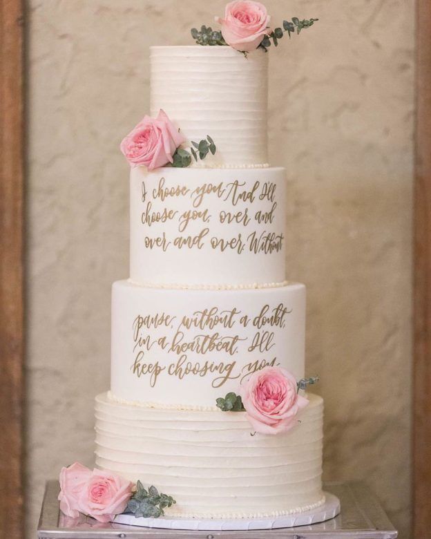 wedding cake with quote