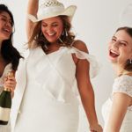 brides to be in little white dresses