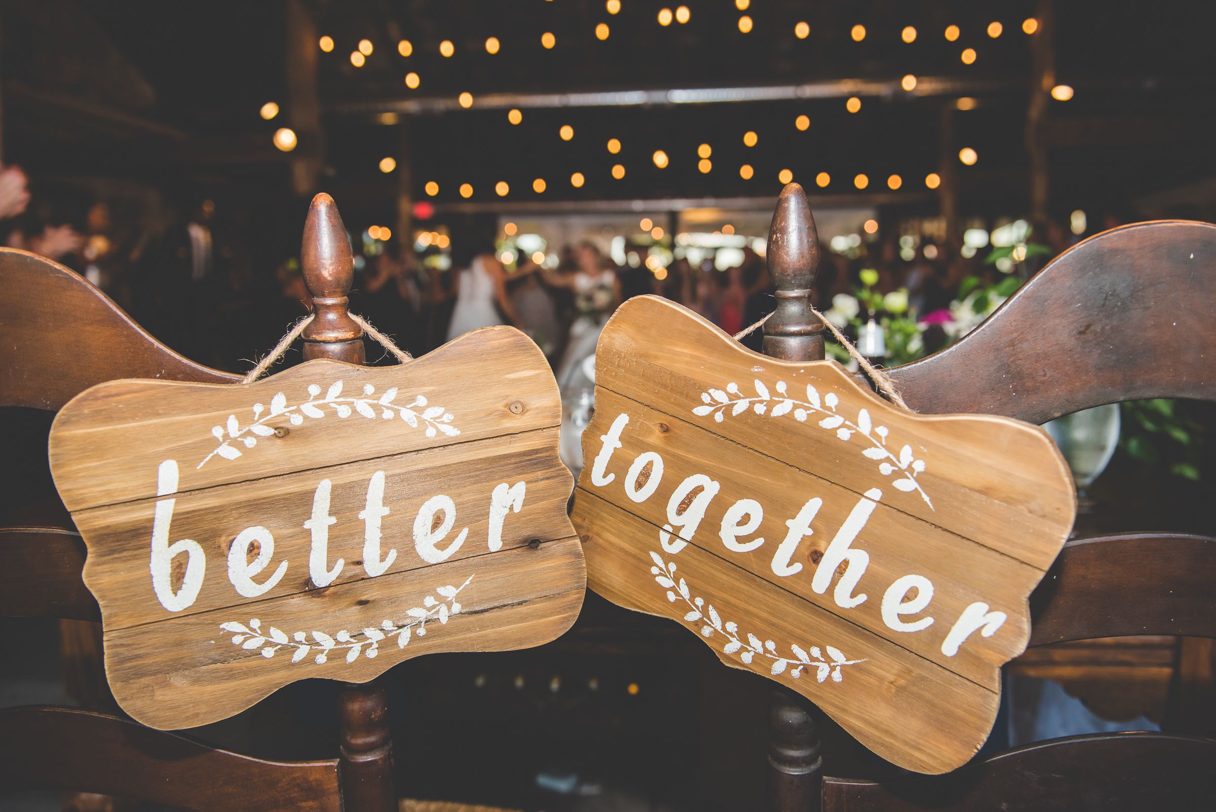 'better together' sweetheart table signs