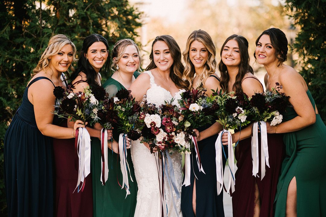 bridal party in dresses