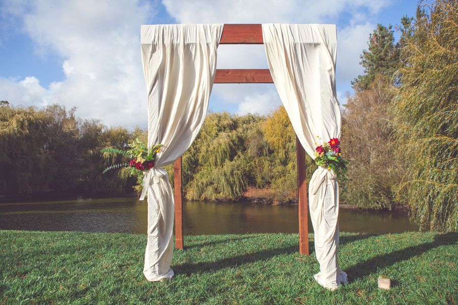 wedding altar with curtains