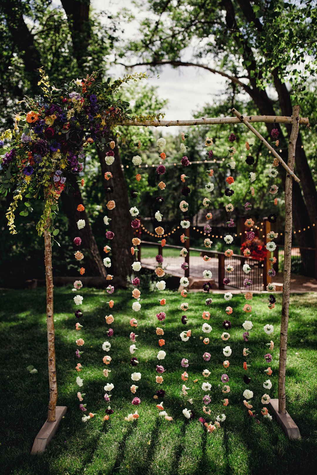 wedding altar with cascading flowers