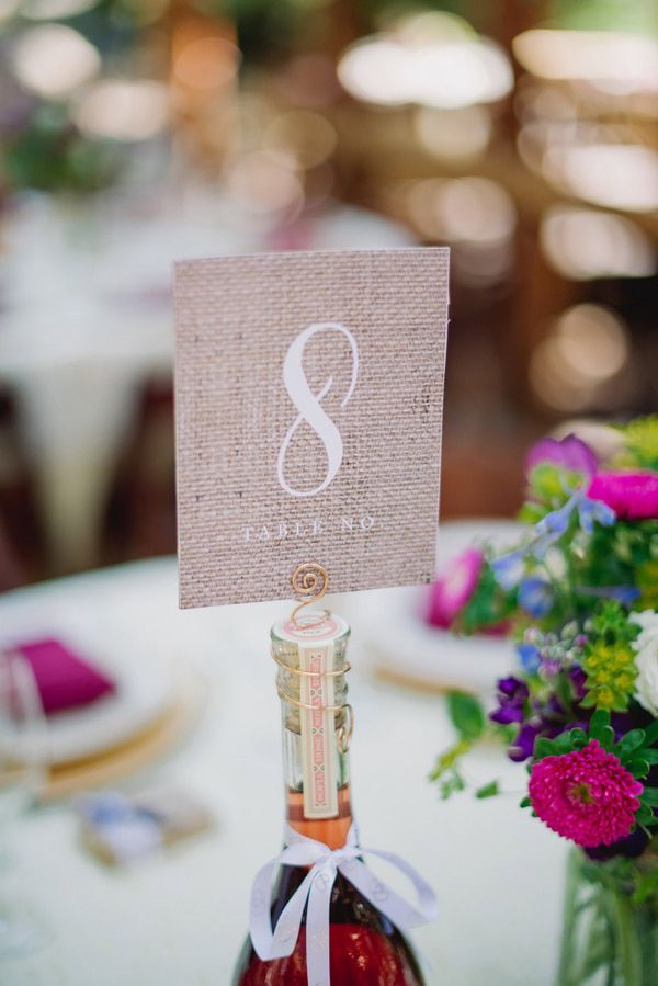 wedding table sign made from burlap