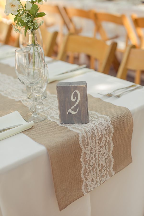 rustic wedding table with number sign