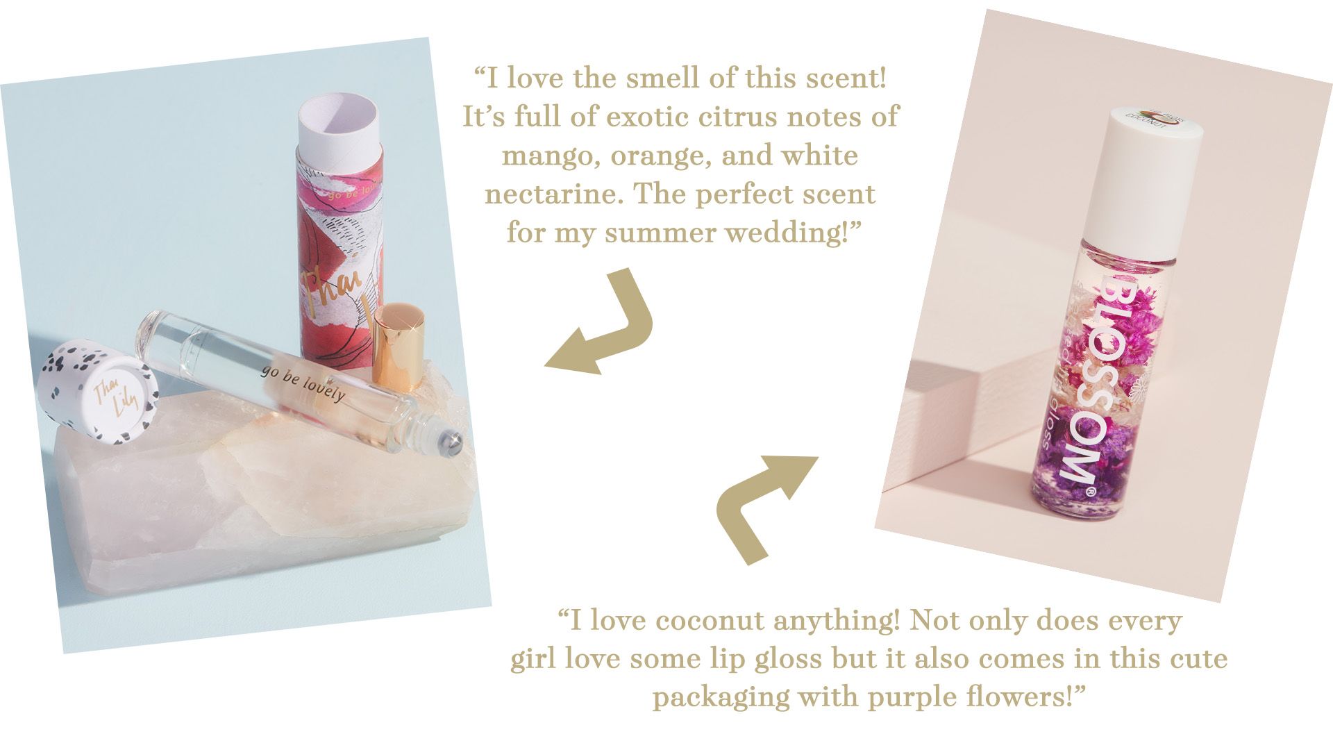 small perfume roller and mini lip gloss