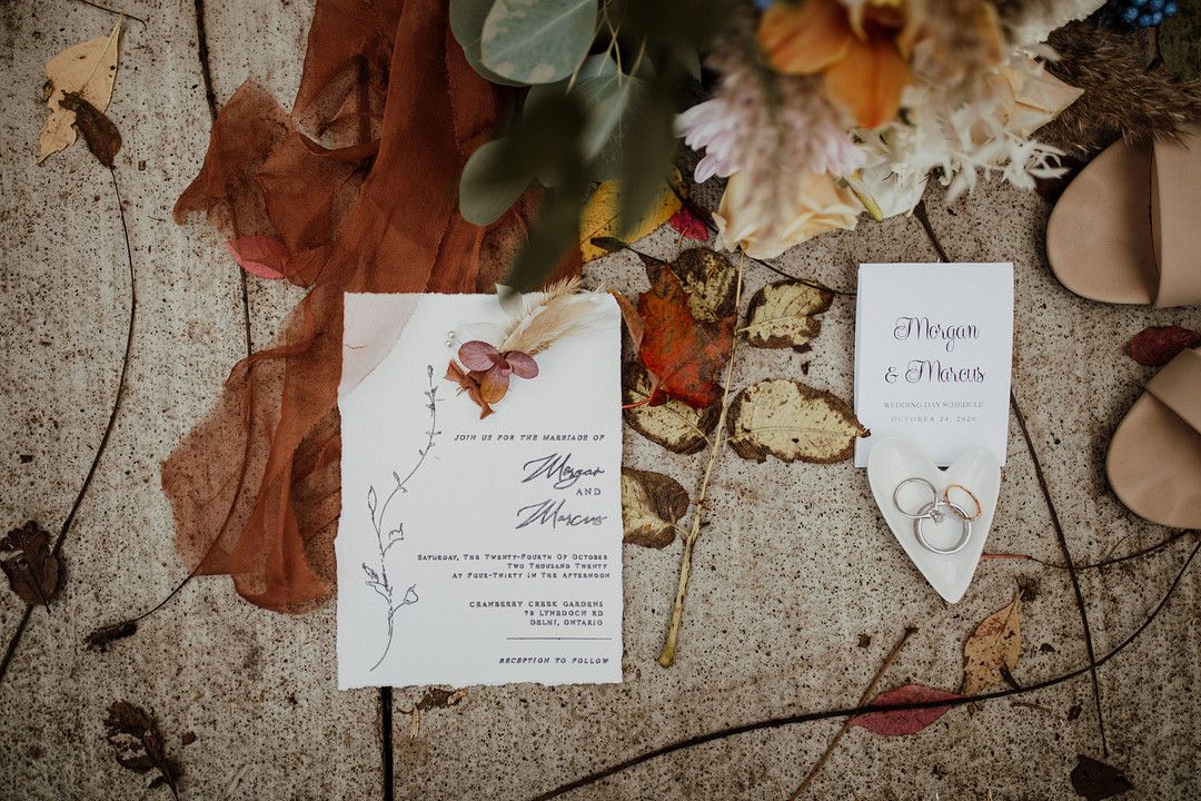 modern and romantic bohemian wedding invitation