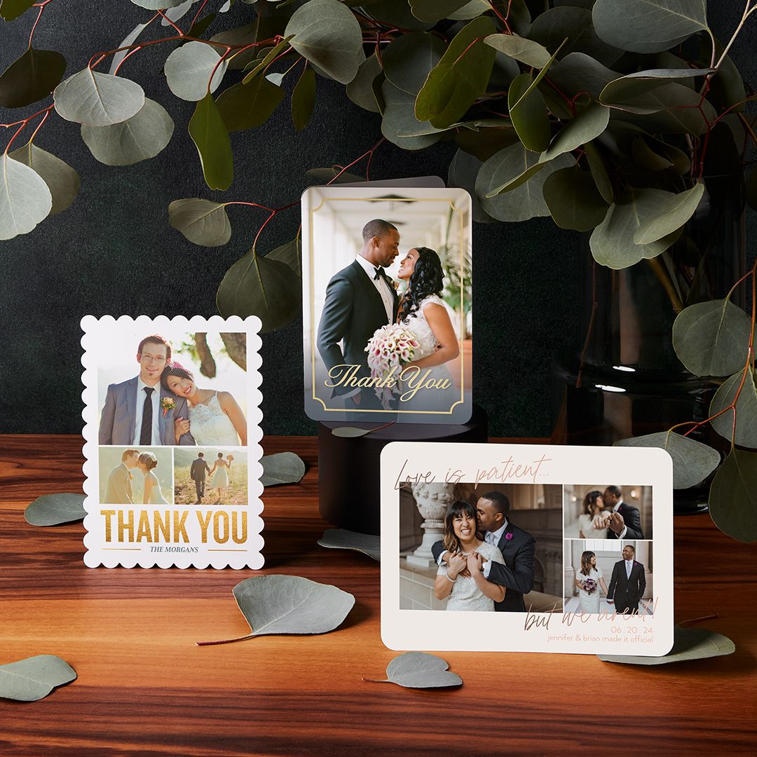 wedding announcement and thank you cards from shutterfly