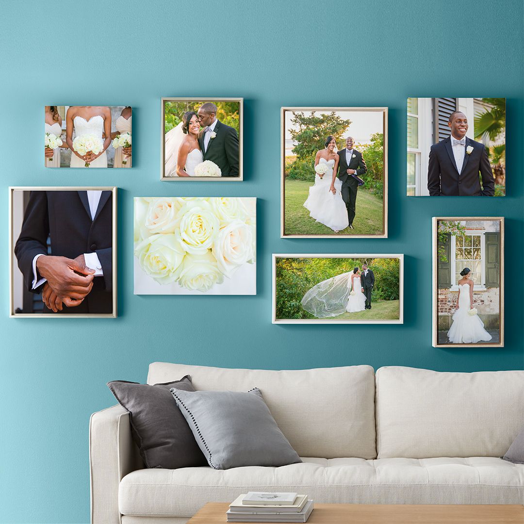 gallery wall for wedding photos from shutterfly