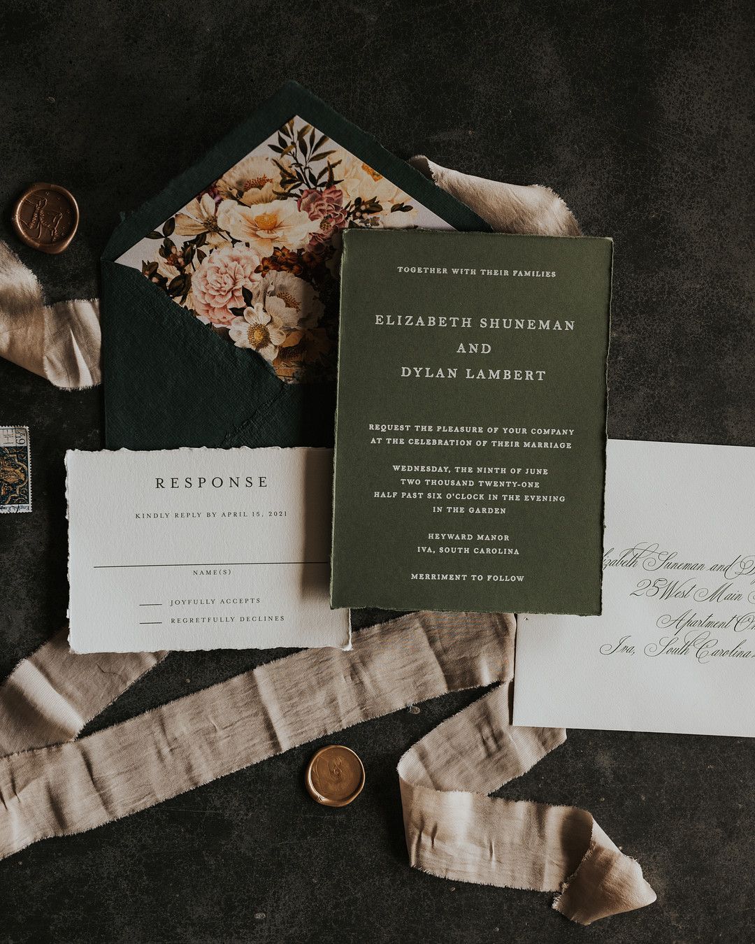 rustic wedding invitations in the romantic wildflower inspiration shoot