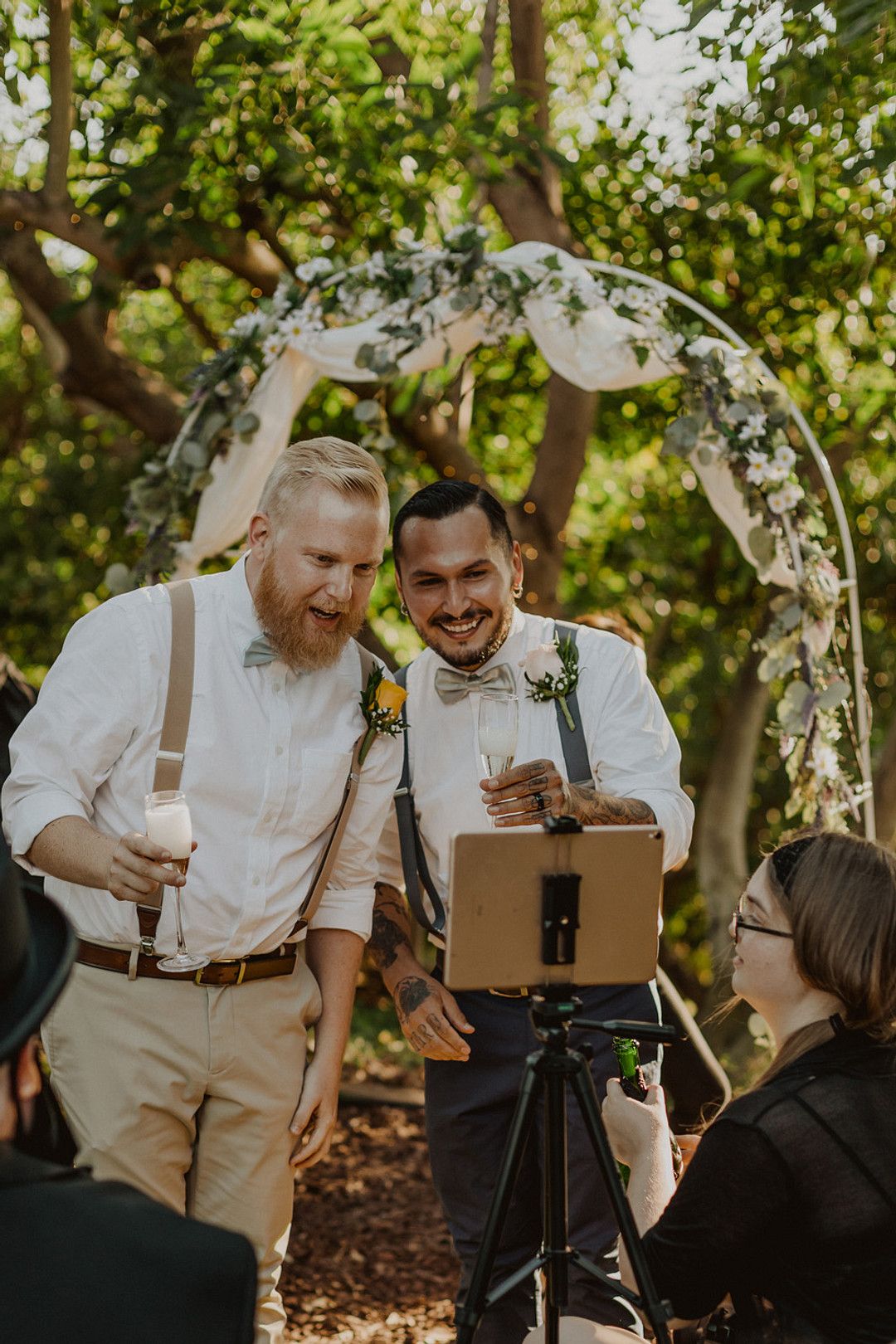grooms at virtual wedding ceremony