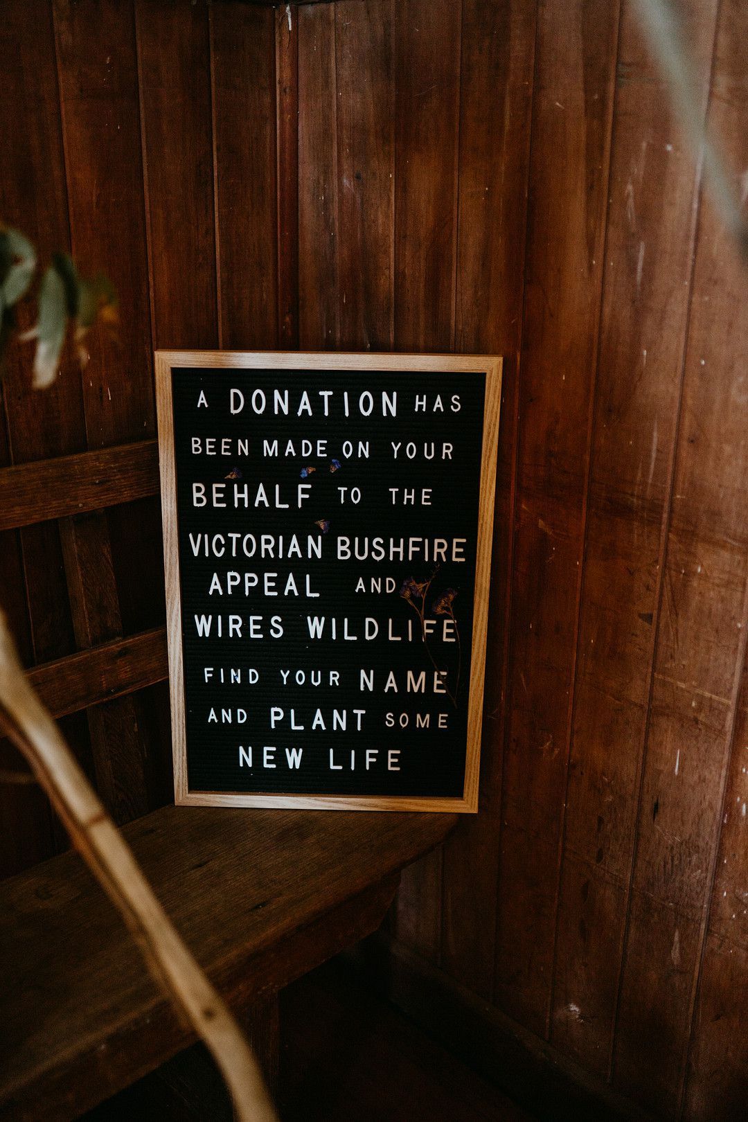 wedding donation sign