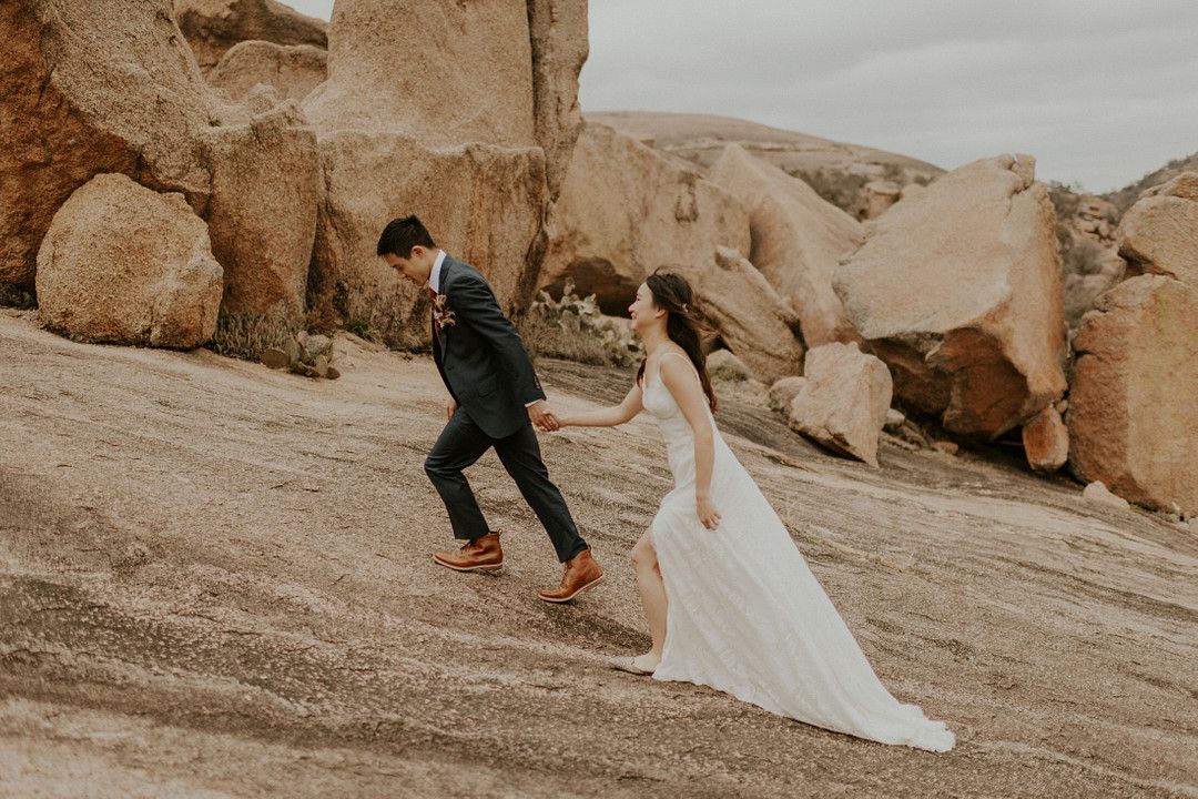 couple walking at enchanted rock