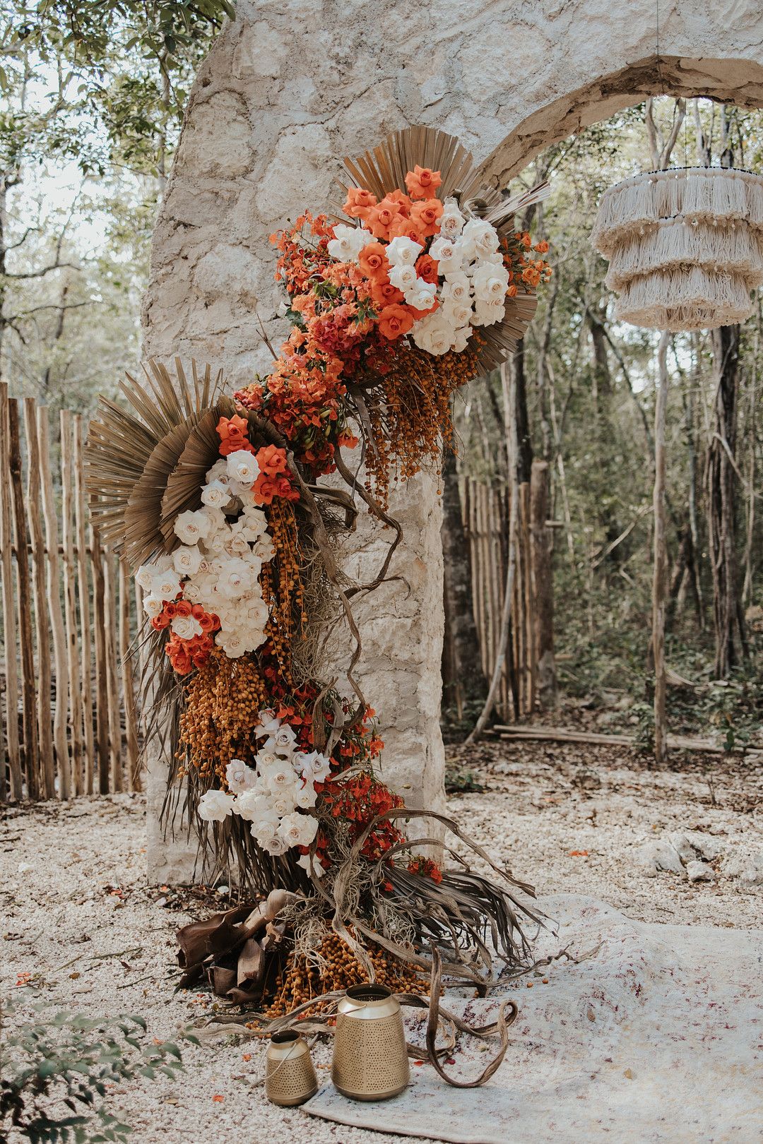 bohemian floral display wedding decor