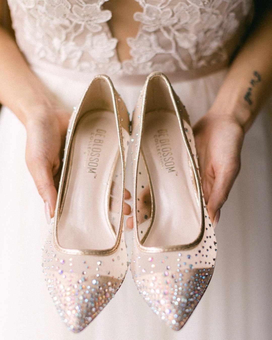 flat bridal shoes with bling