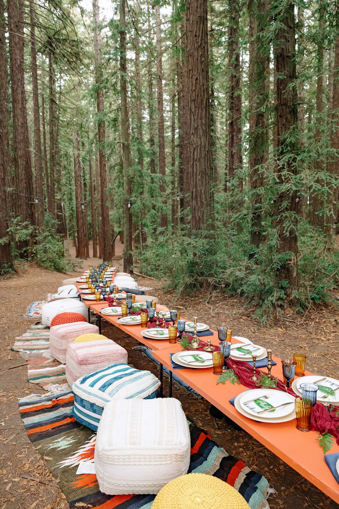 tablescape at Moroccan forest wedding in california