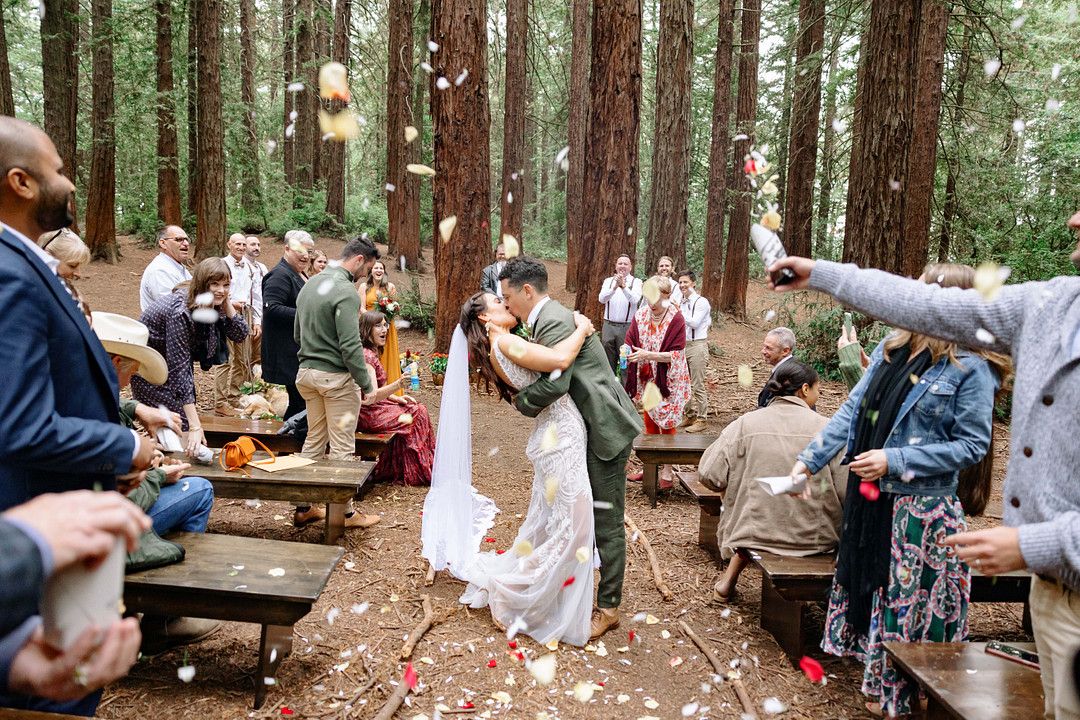 ceremony shot from Moroccan forest wedding in california 