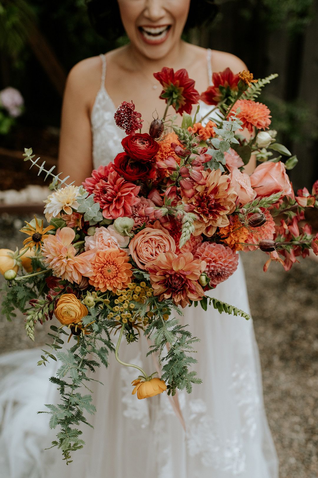 Vibrant pink, orange, and red flower bouquet