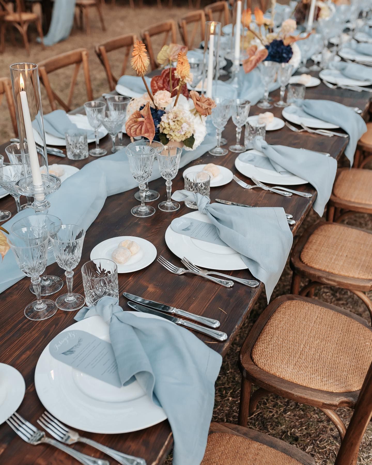blue wedding tablescape