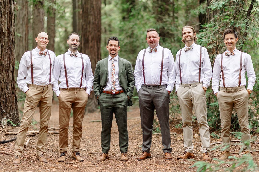 groom and groomsmens at Moroccan forest wedding in california 