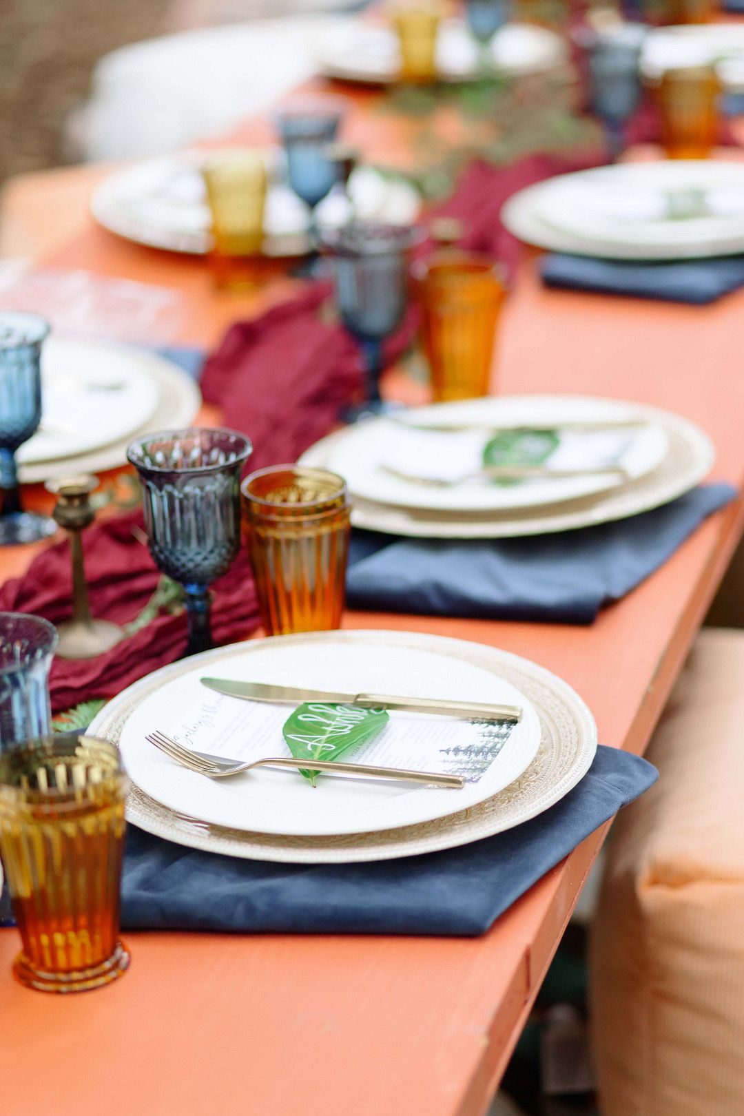 tablescape at Moroccan forest wedding in california