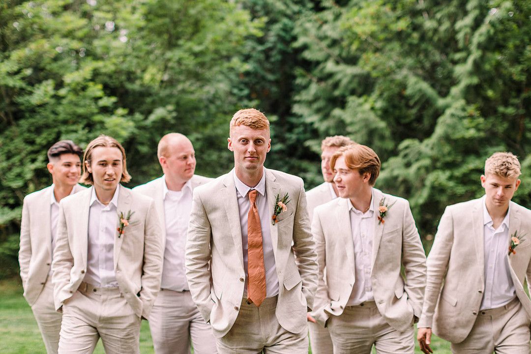 groom and groomsmen at Backyard Wedding in Washington