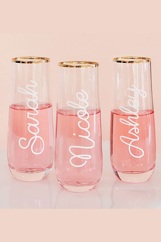 personalized flutes for bridesmaid gifting