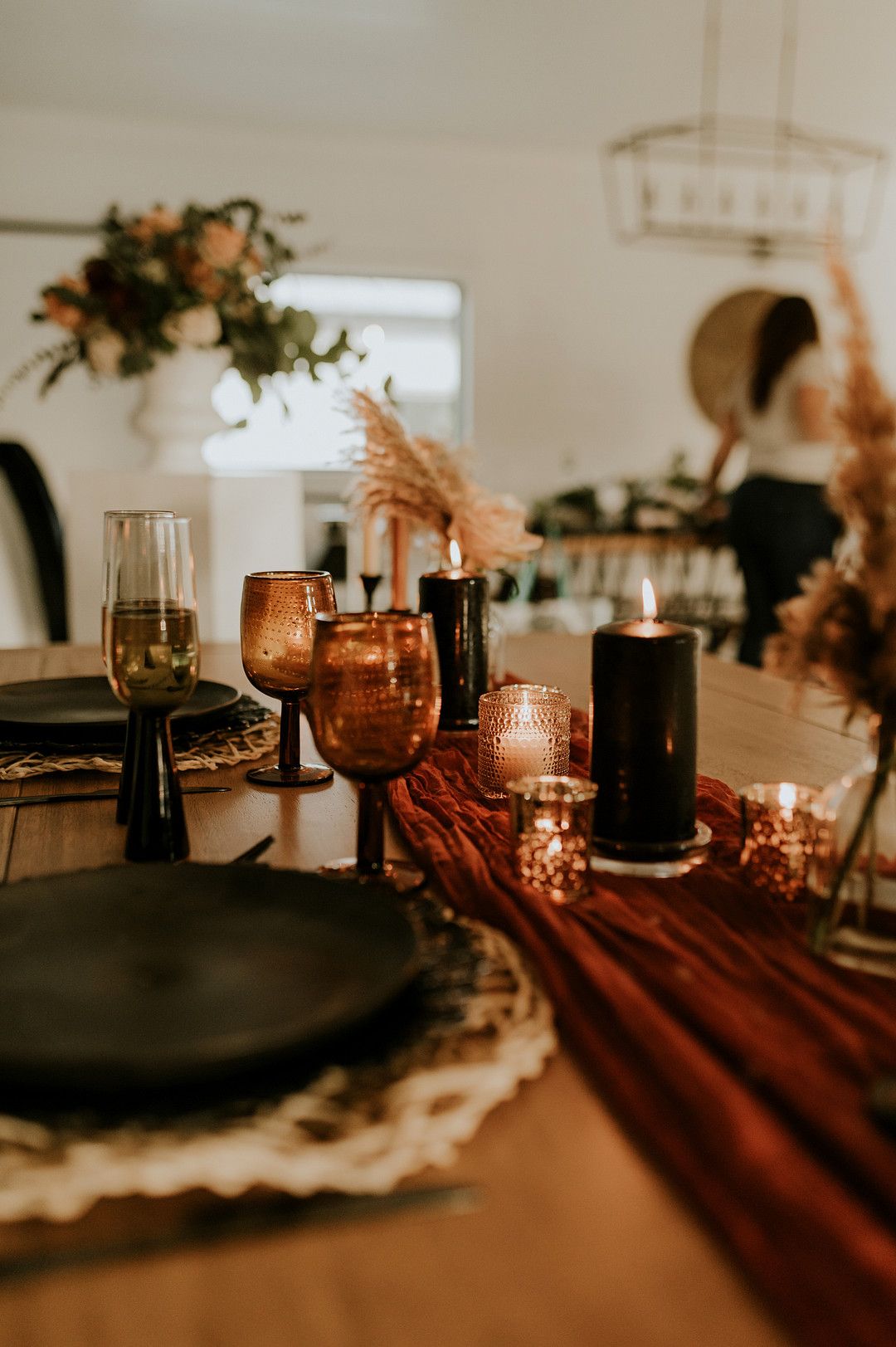 rustic table decor at elegant barn wedding in florida