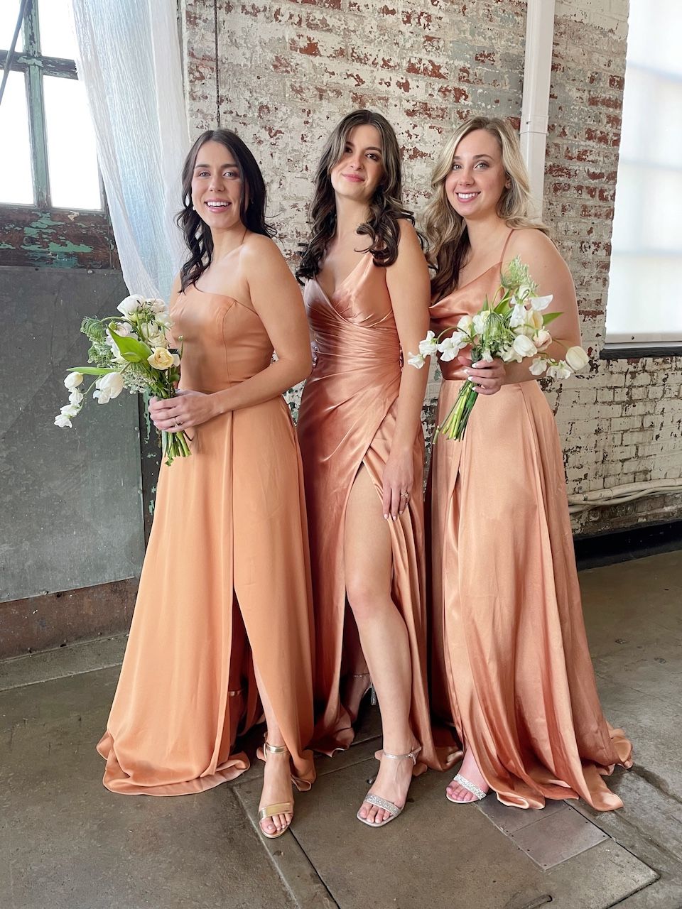 women wearing orange bridesmaid dresses for fall 2022