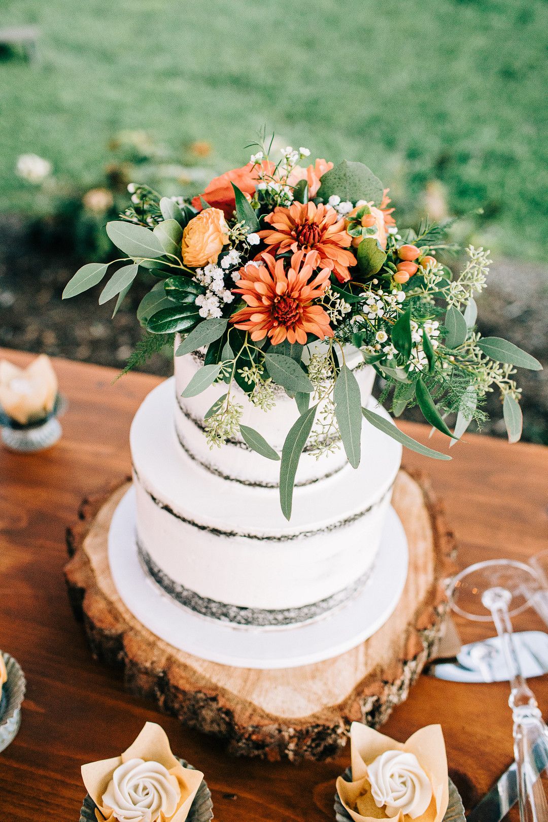 tiered cake with fresh florals