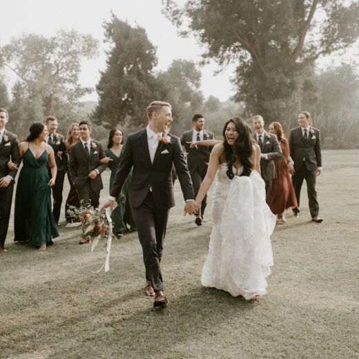 bridal party laughing - ranch wedding in california